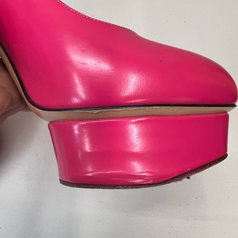 Charlotte Olympia Dolly Barbie Pink Leather Platform Stiletto Pumps Size 38.5 - Picture 9 of 11